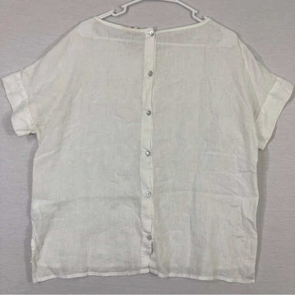 Christian Siriano White 100% Linen Embroidered Floral Top Large‎ - Picture 5 of 10